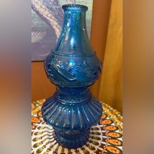 Vintage Wheaton Glass Genie Bottle Decanter: Cobalt Blue